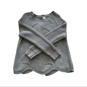 Gray Sweater with Scalloped Hem